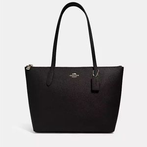 Coach zip top tote with gold zipper